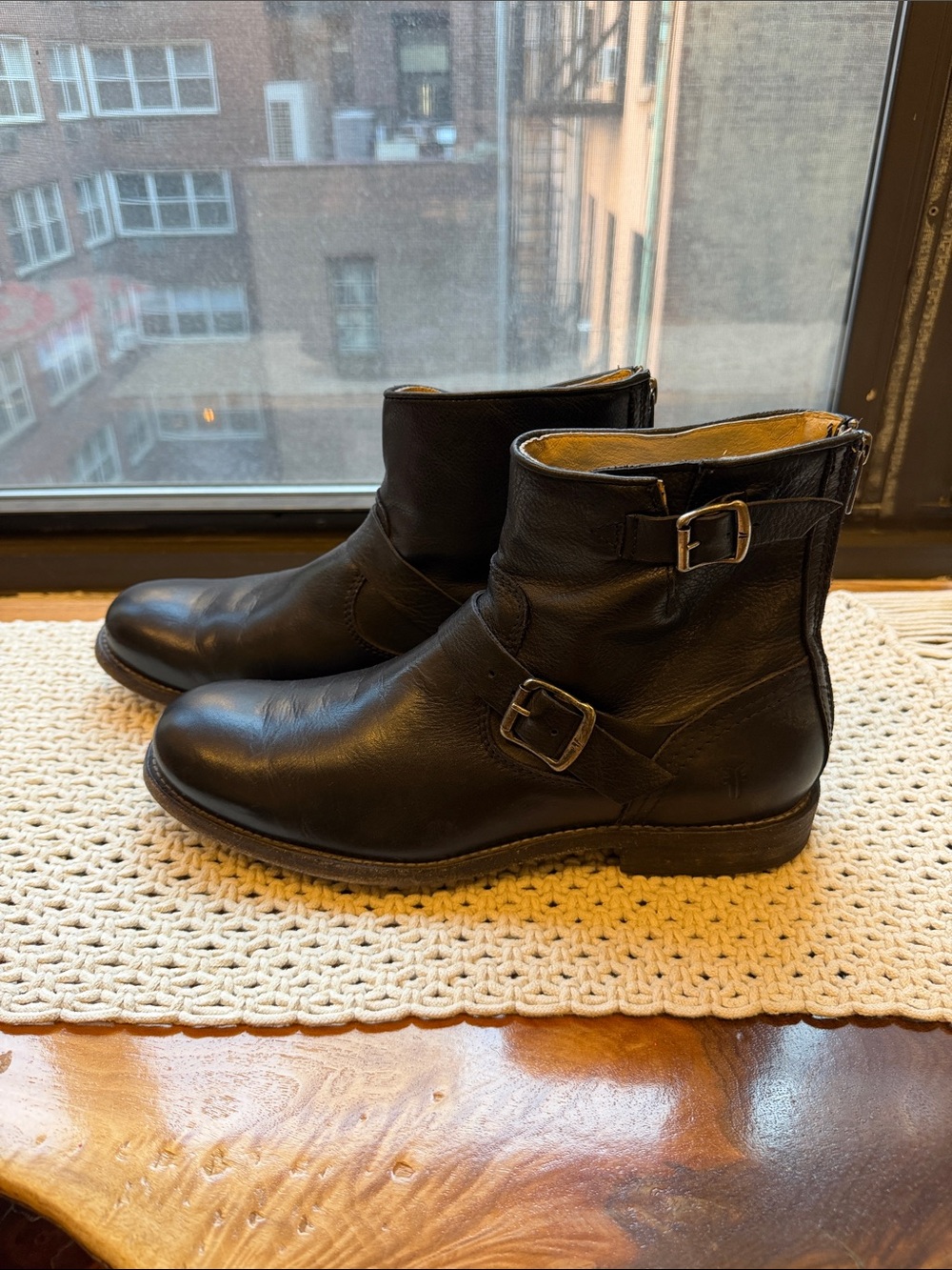 Frye Men's Tyler Engineer Leather Moto Ankle Boots — Size 9D